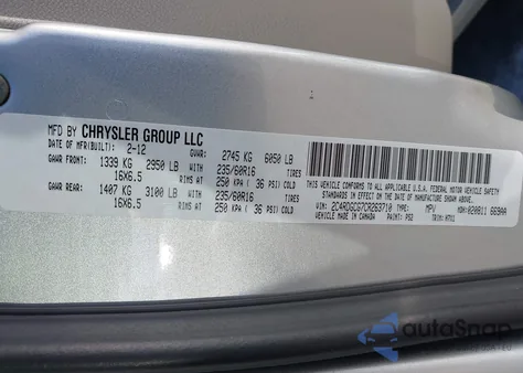 2012 Dodge Grand Caravan Sxt z USA, uszkodzony, nr VIN 2C4RDGCG7CR263710